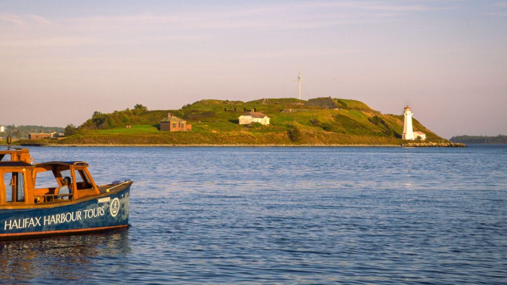 Halifax waterfront with Georges Island lighthouse