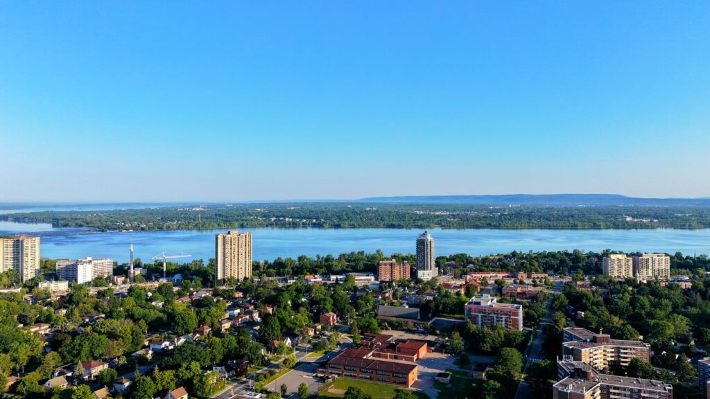 Aerial view of the Hamilton, Ontario skyline
